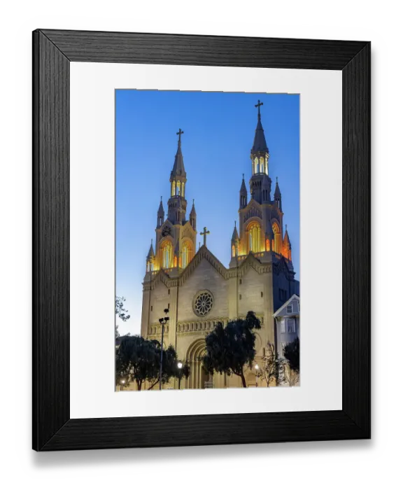 Framed Print : Saint Peter and Paul Church in Washington Square at dusk in San Francisco, California, USA. (Editorial Use Only) Framed Print : Saint Peter and Paul Church in Washington Square at dusk in San Francisco, California, USA. (Editorial Use Only)