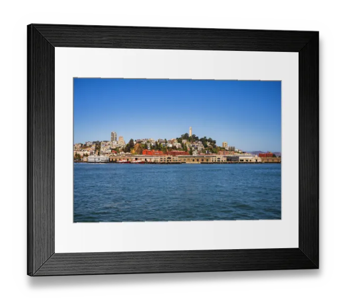 Framed Print : Coit Tower and Telegraph Hill from the San Francisco Bay, California, USA