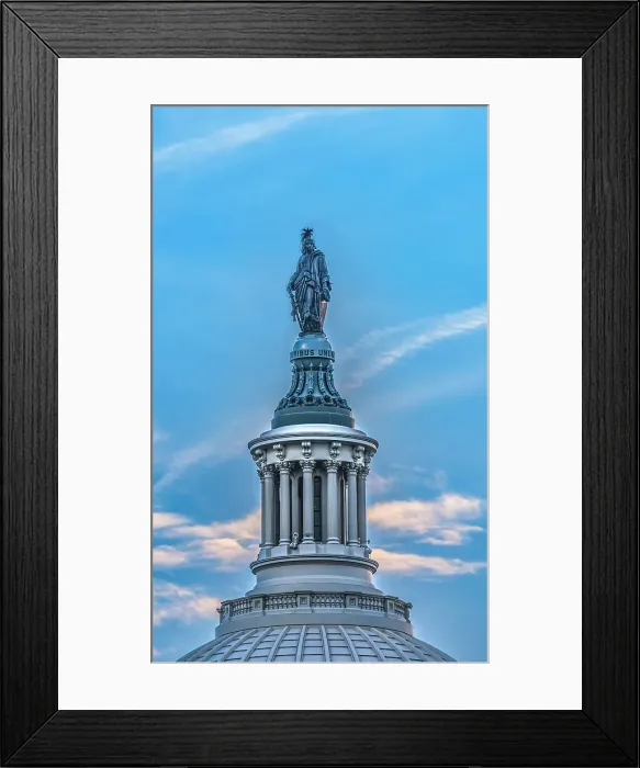 Framed Print : Freedom Statue, US Capitol, Washington, DC. Statue by Thomas Crawford 1863