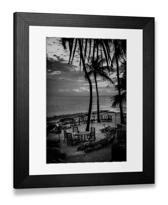 Framed Print : USA, Florida, Little Palm Island. Dinner on the beach. (Editorial Use Only)