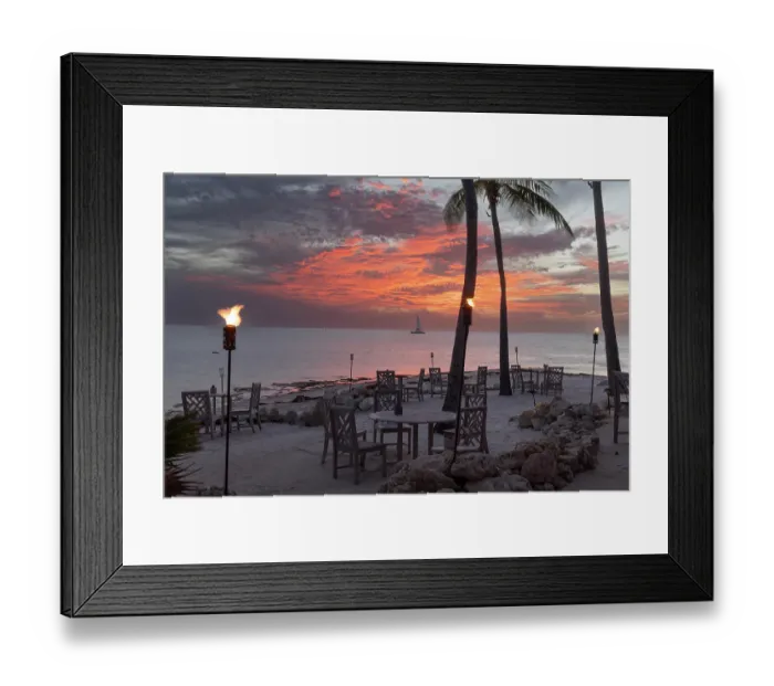Framed Print : USA, Florida, Little Palm Island. Dinner on the beach. (Editorial Use Only)
