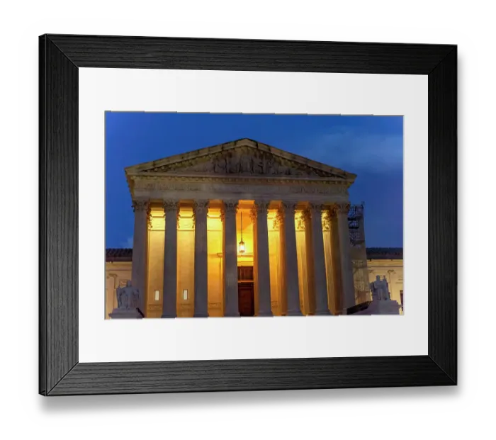 Framed Print : US Supreme Court Illuminated, Capitol Hill, Washington DC. Highest Court in the United States Framed Print : US Supreme Court Illuminated, Capitol Hill, Washington DC. Highest Court in the United States