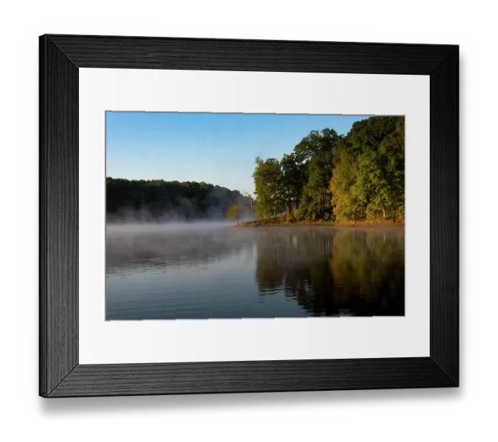 Framed Print : Fog-covered Little Grassy Lake at sunrise in Giant City State Park, part of Shawnee National Forest Framed Print : Fog-covered Little Grassy Lake at sunrise in Giant City State Park, part of Shawnee National Forest