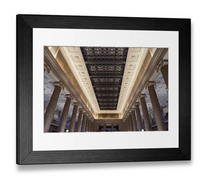 Framed Print : Columns and ornate ceiling of Wintrust Grand Banking Hall on LaSalle Street in Chicago's Loop, financial district, Neoclassical design and built in 1924. (Editorial Use Only) Framed Print : Columns and ornate ceiling of Wintrust Grand Banking Hall on LaSalle Street in Chicago's Loop, financial district, Neoclassical design and built in 1924. (Editorial Use Only)