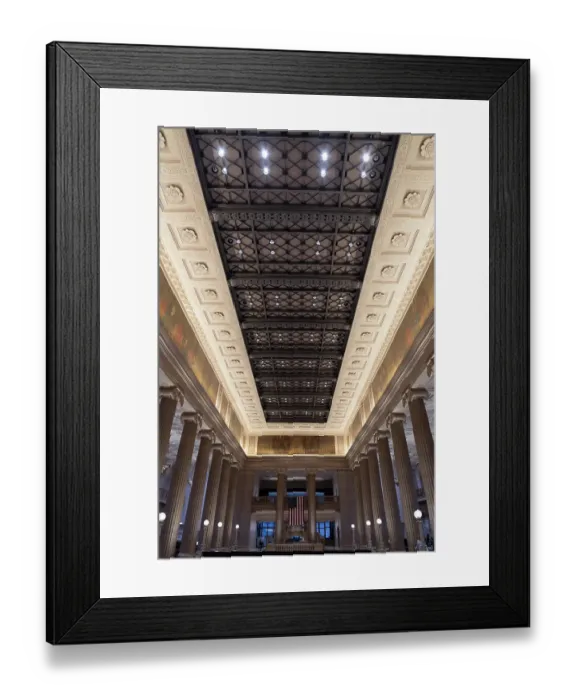 Framed Print : Columns and ornate ceiling of Wintrust Grand Banking Hall on LaSalle Street in Chicago's Loop, financial district, Neoclassical design and built in 1924. (Editorial Use Only) Framed Print : Columns and ornate ceiling of Wintrust Grand Banking Hall on LaSalle Street in Chicago's Loop, financial district, Neoclassical design and built in 1924. (Editorial Use Only)