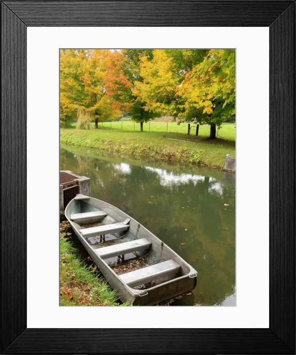 Framed Print : Rowboat on river at Miller's Cider Mill in Amish Country in Middlebury, northern Indiana Framed Print : Rowboat on river at Miller's Cider Mill in Amish Country in Middlebury, northern Indiana
