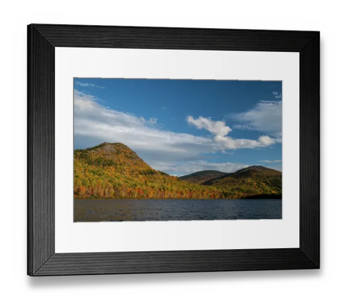 Framed Print : USA, Maine. Fall foliage and view of lake and Traveler's Mountain, Baxter State Park Framed Print : USA, Maine. Fall foliage and view of lake and Traveler's Mountain, Baxter State Park