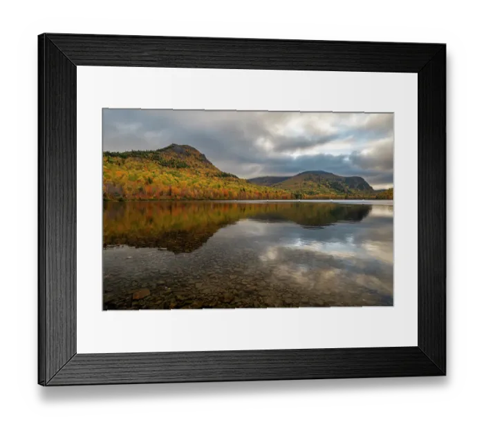 Framed Print : USA, Maine. Fall foliage and view of South Branch Pond and Traveler's Mountain, Baxter State Park Framed Print : USA, Maine. Fall foliage and view of South Branch Pond and Traveler's Mountain, Baxter State Park