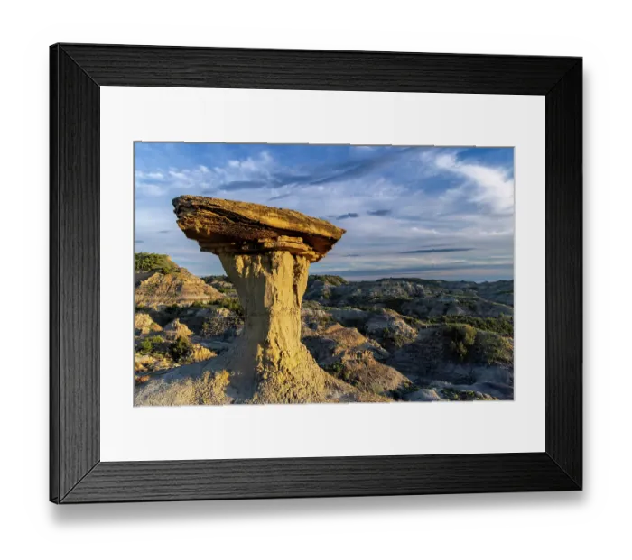 Framed Print : Caprock formation in the badlands of Makoshika State Park in Glendive, Montana, USA. (Editorial Use Only) Framed Print : Caprock formation in the badlands of Makoshika State Park in Glendive, Montana, USA. (Editorial Use Only)