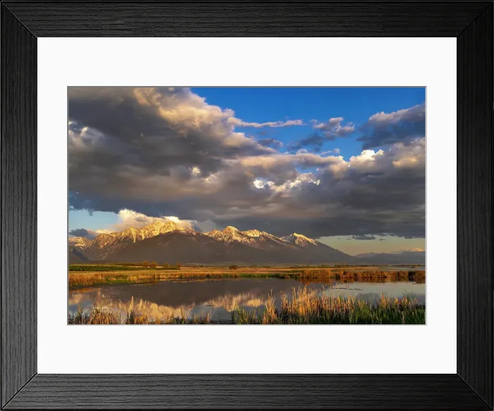 Framed Print : Wetlands pond reflects the Mission Mountains at sunset at the Ninepipe National Wildlife Refuge near Ronan, Montana, USA. (Editorial Use Only) Framed Print : Wetlands pond reflects the Mission Mountains at sunset at the Ninepipe National Wildlife Refuge near Ronan, Montana, USA. (Editorial Use Only)