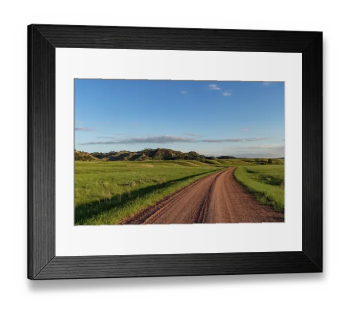 Framed Print : Gravel Road along the Powder River in the Custer National Forest, Montana, USA. (Editorial Use Only)