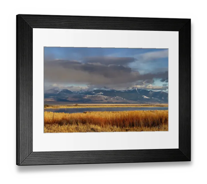 Framed Print : Wetlands below Mount Powell in the Flint Creek Range at Warm Springs Wildlife Management Area in Warm Springs, Montana, USA. (Editorial Use Only)