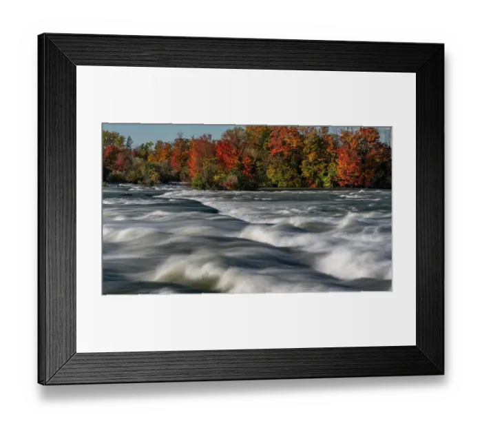 Framed Print : USA, New York. Niagara River, fall foliage and rapids, Niagara Falls State Park