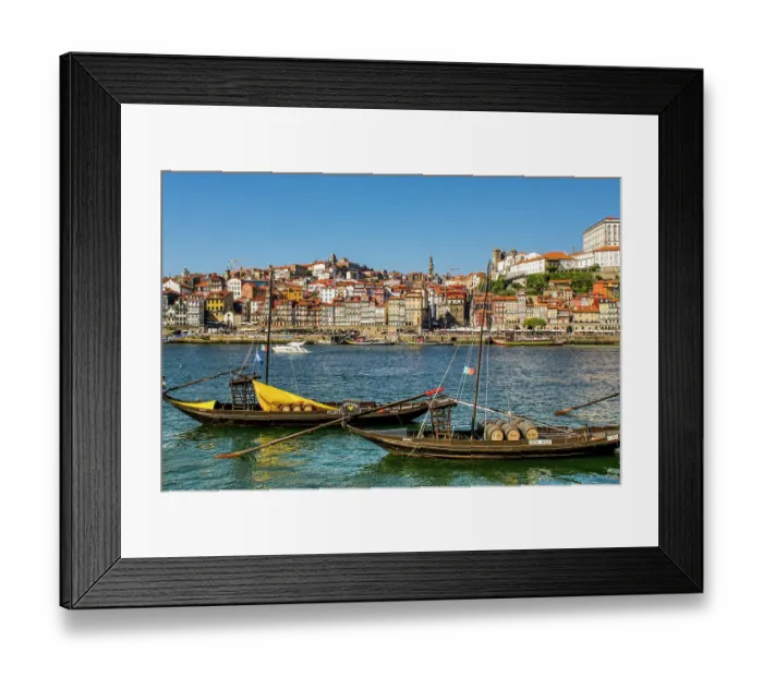 Framed Print : Rabelo boats on the Douro River, Porto, Portugal. (Editorial Use Only)