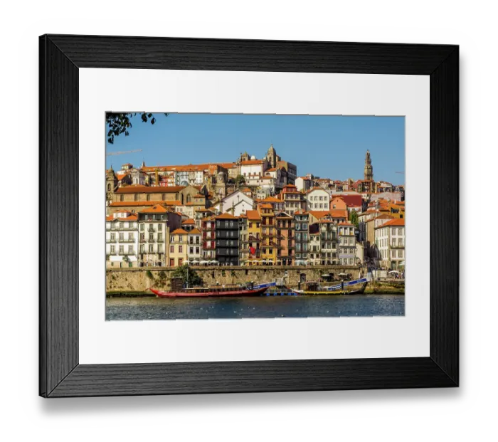 Framed Print : North bank of the Douro River, Porto, Portugal Framed Print : North bank of the Douro River, Porto, Portugal