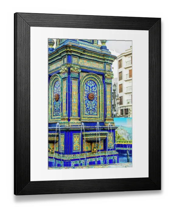 Framed Print : Central fountain, Plaza Alta main square, Algeciras, Spain