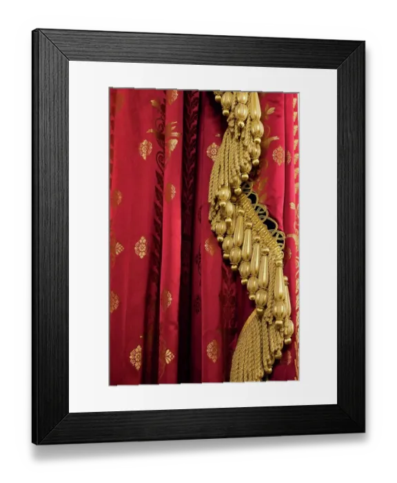 Framed Print : Brighton, England, United Kingdom. Red and gold fabric and tassels Framed Print : Brighton, England, United Kingdom. Red and gold fabric and tassels