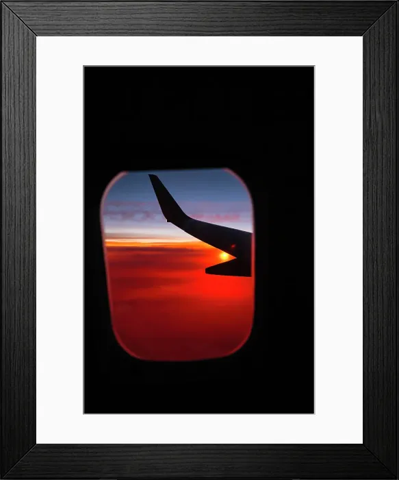 Framed Print : Aerial sunset view from airplane window above California, USA Framed Print : Aerial sunset view from airplane window above California, USA