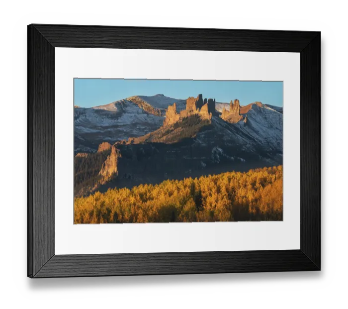 Framed Print : USA, Colorado, Gunnison National Forest. Aspen forest and The Castles rock formations. ©Don Grall / Jaynes Gallery / DanitaDelimont.com Framed Print : USA, Colorado, Gunnison National Forest. Aspen forest and The Castles rock formations. ©Don Grall / Jaynes Gallery / DanitaDelimont.com