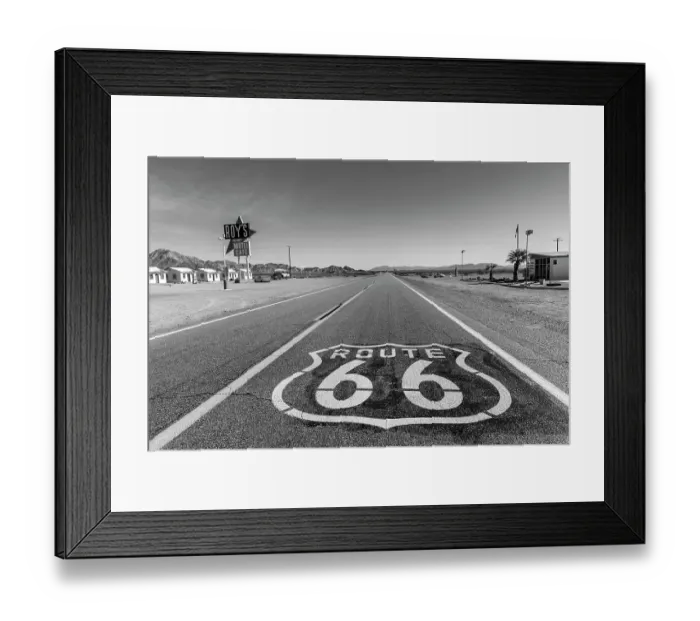 Framed Print : Historic Highway 66 in Amboy, California, USA. (Editorial Use Only) Framed Print : Historic Highway 66 in Amboy, California, USA. (Editorial Use Only)