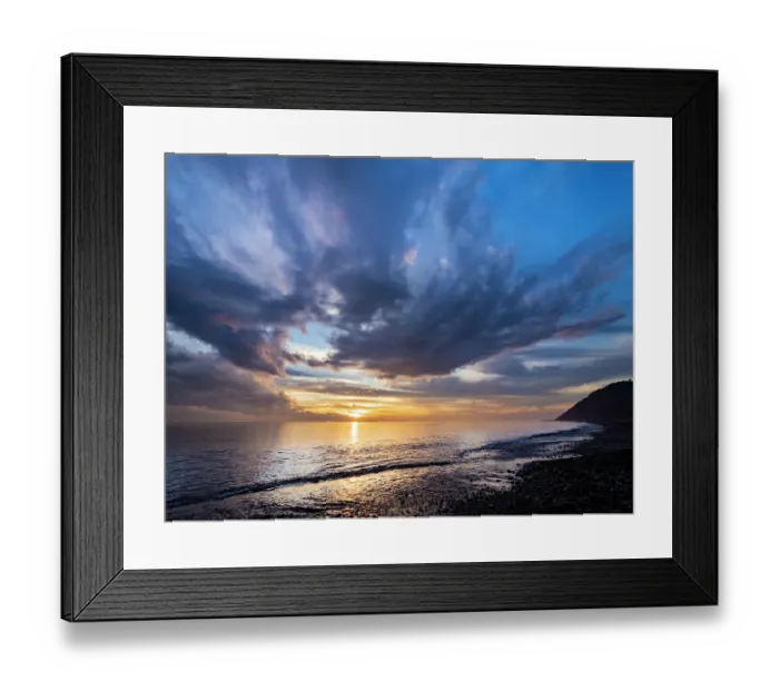 Framed Print : Sunset sky reflected on water on beach. Whidbey Island, Washington State Framed Print : Sunset sky reflected on water on beach. Whidbey Island, Washington State
