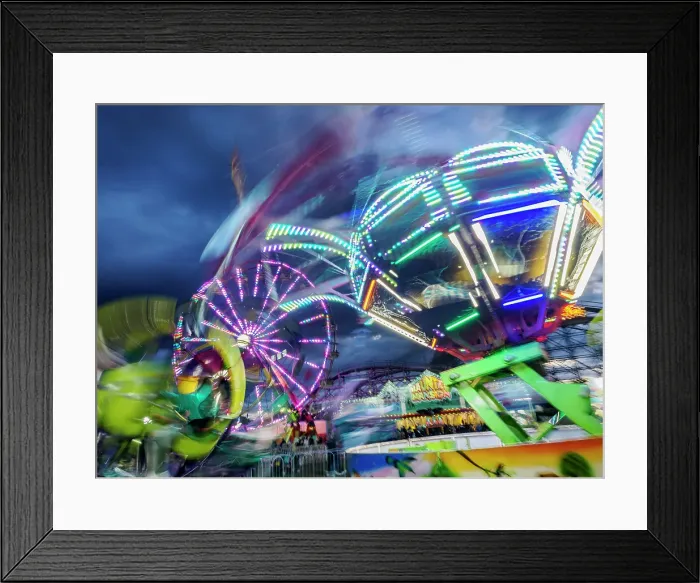 Framed Print : Motion blur of rides at Washington State Fair at Puyallup Framed Print : Motion blur of rides at Washington State Fair at Puyallup