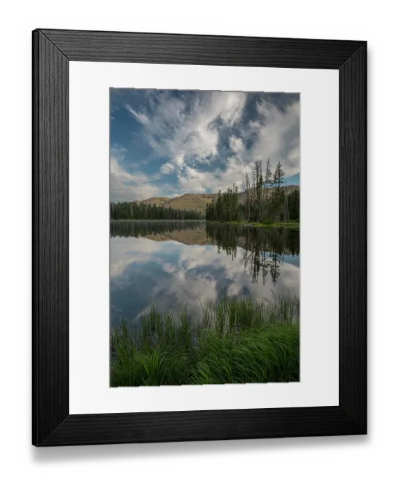 Framed Print : USA, Wyoming. Clouds reflected in Sylvan Lake, Yellowstone National Park