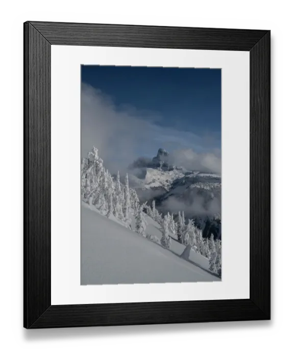 Framed Print : USA, Wyoming. Landscape of Grand Teton, flocked trees and clearing storm Framed Print : USA, Wyoming. Landscape of Grand Teton, flocked trees and clearing storm