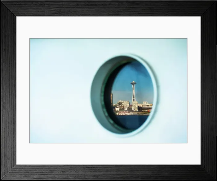 Framed Print : Ferry porthole reflection of the Space Needle, Seattle, Washington State, USA Framed Print : Ferry porthole reflection of the Space Needle, Seattle, Washington State, USA