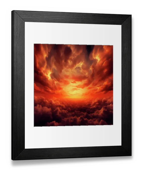 Framed Print : Fiery sunrise sky. (AI Generated) Framed Print : Fiery sunrise sky. (AI Generated)