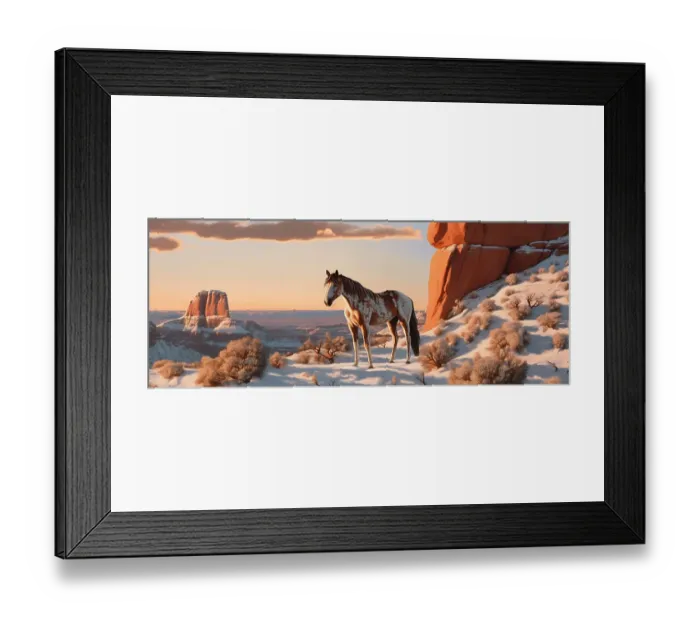 Framed Print : Horse and desert formations. Illustration-style. (AI Generated) Framed Print : Horse and desert formations. Illustration-style. (AI Generated)