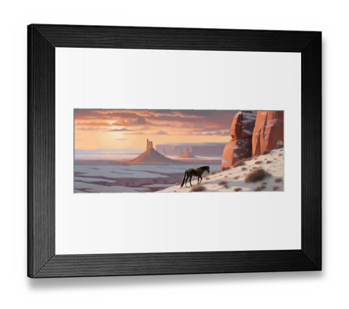 Framed Print : Horse and desert formations. Illustration-style. (AI Generated) Framed Print : Horse and desert formations. Illustration-style. (AI Generated)
