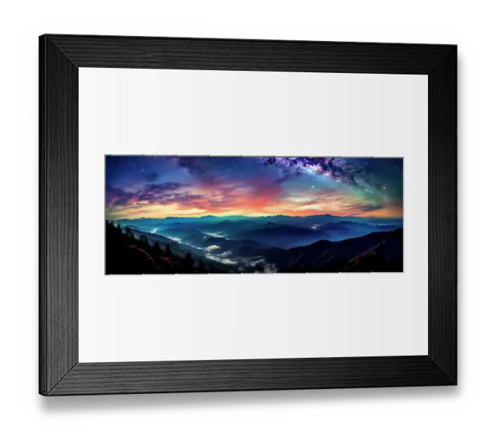 Framed Print : Mountain landscape at sunrise. (AI Generated) Framed Print : Mountain landscape at sunrise. (AI Generated)