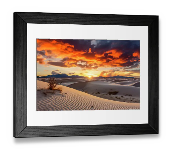Framed Print : Sandy desert at sunset or sunrise. (AI Generated) Framed Print : Sandy desert at sunset or sunrise. (AI Generated)