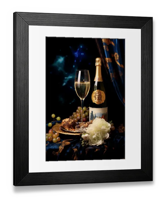 Framed Print : Wine glass and bottle. (AI Generated) Framed Print : Wine glass and bottle. (AI Generated)