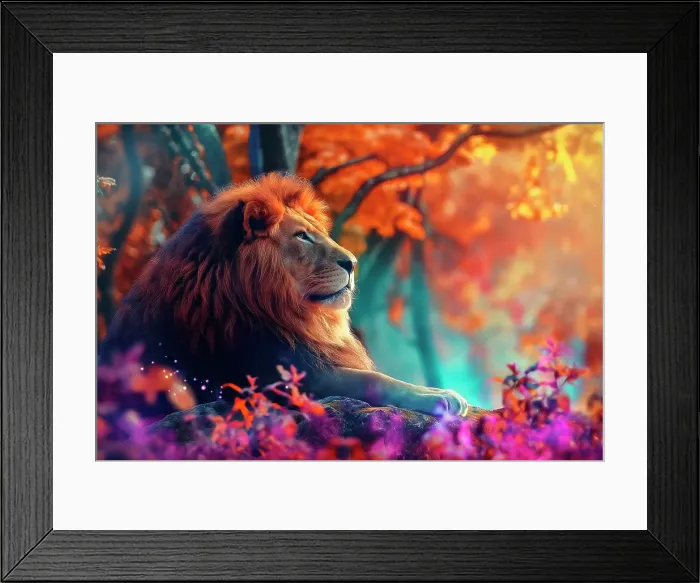 Framed Print : Lion in spring setting. (AI Generated) Framed Print : Lion in spring setting. (AI Generated)