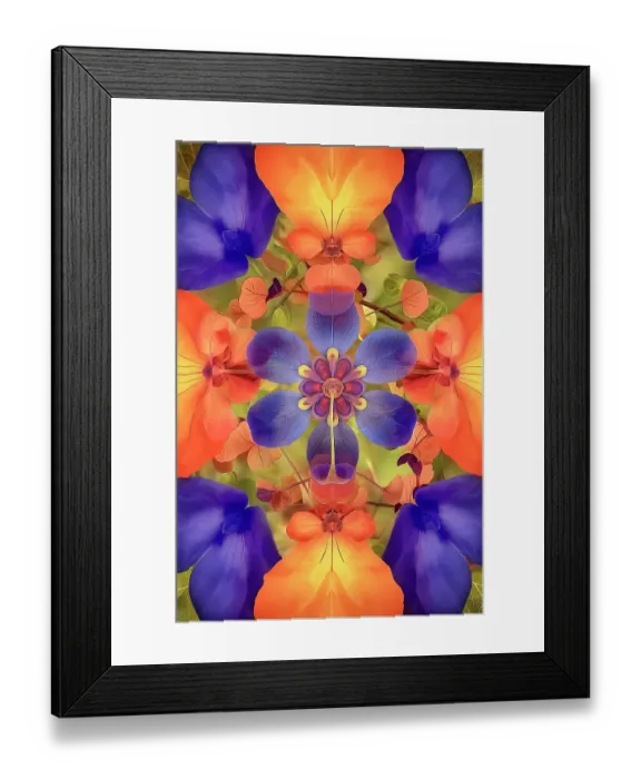 Framed Print : Flower and leaf design abstract. (AI Generated) Framed Print : Flower and leaf design abstract. (AI Generated)