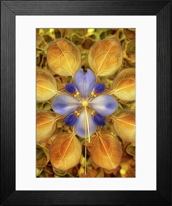 Framed Print : Flower and leaf design abstract. (AI Generated) Framed Print : Flower and leaf design abstract. (AI Generated)