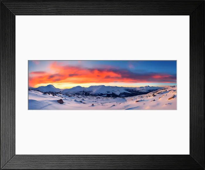 Framed Print : Snowy mountain scenic. (AI Generated)