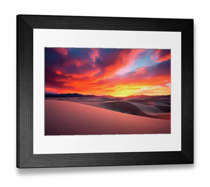 Framed Print : Sandy desert at sunset or sunrise. (AI Generated) Framed Print : Sandy desert at sunset or sunrise. (AI Generated)
