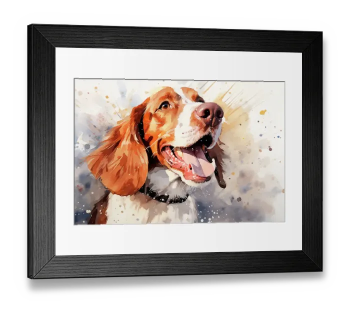 Framed Print : Happy dog portrait. (AI Generated)