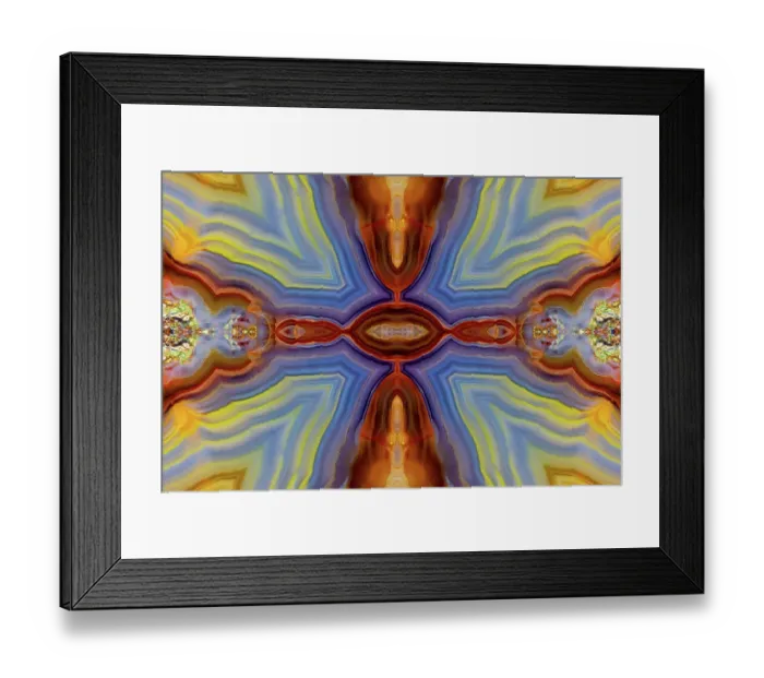 Framed Print : Laguna agate kaleidoscope repeating mirror-effect pattern Framed Print : Laguna agate kaleidoscope repeating mirror-effect pattern