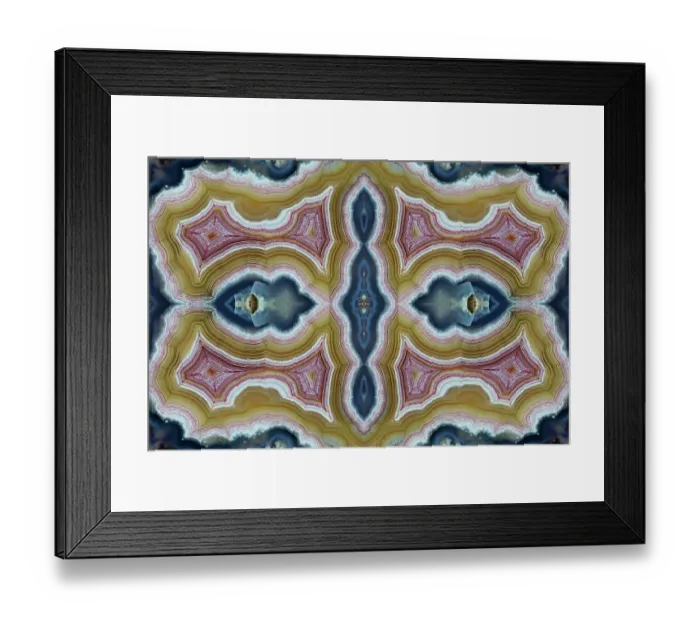 Framed Print : Laguna agate kaleidoscope repeating mirror-effect pattern Framed Print : Laguna agate kaleidoscope repeating mirror-effect pattern