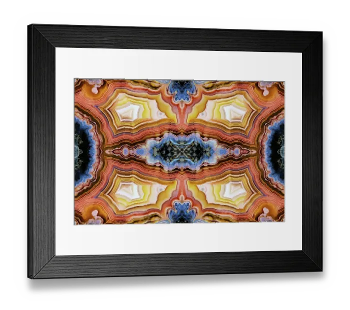 Framed Print : Laguna agate kaleidoscope repeating mirror-effect pattern Framed Print : Laguna agate kaleidoscope repeating mirror-effect pattern