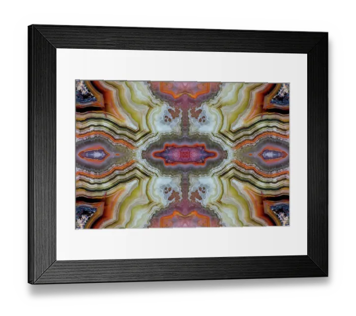 Framed Print : Laguna agate kaleidoscope repeating mirror-effect pattern