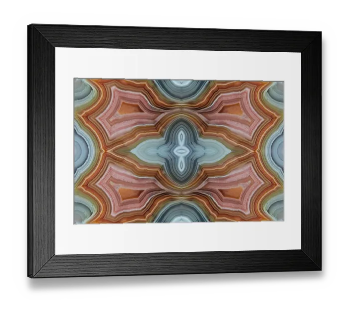Framed Print : Laguna agate kaleidoscope repeating mirror-effect pattern Framed Print : Laguna agate kaleidoscope repeating mirror-effect pattern