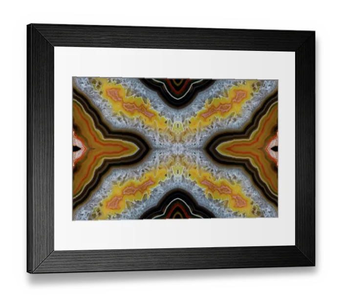 Framed Print : Laguna agate kaleidoscope repeating mirror-effect pattern