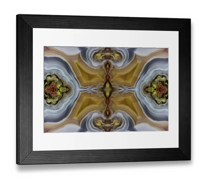 Framed Print : Laguna agate kaleidoscope repeating mirror-effect pattern