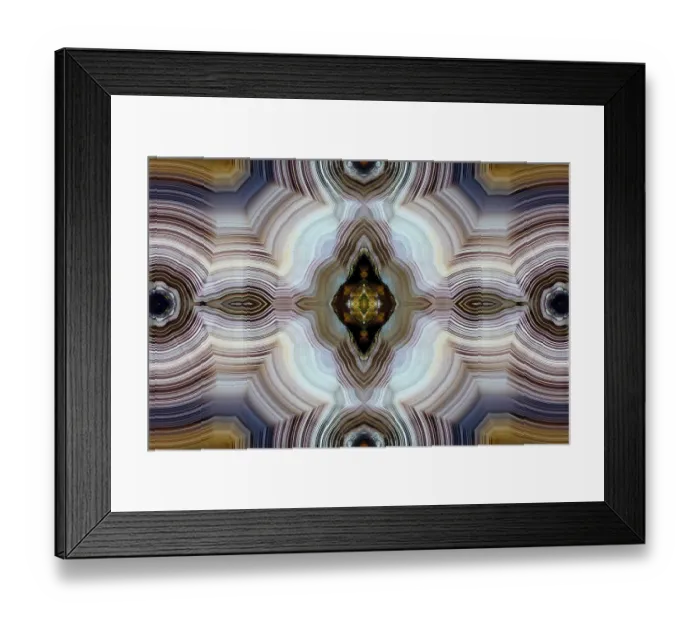 Framed Print : Laguna agate kaleidoscope repeating mirror-effect pattern