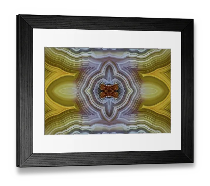 Framed Print : Laguna agate kaleidoscope repeating mirror-effect pattern